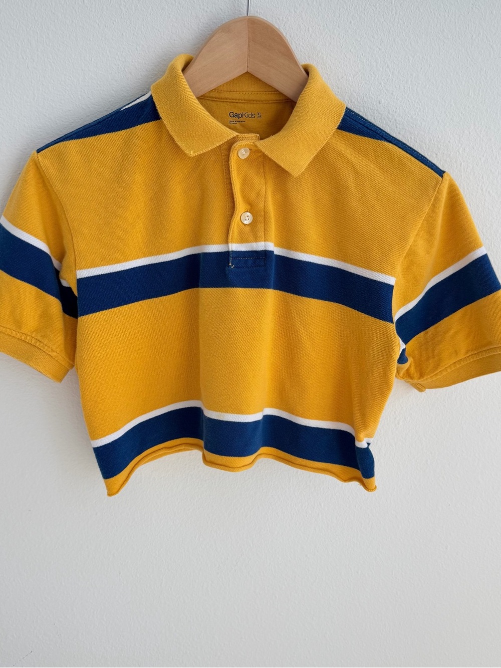 GAP Kids Yellow, Navy & White Striped Cropped Polo
